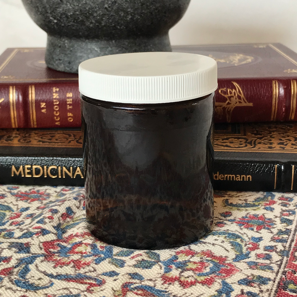 large amber glass jar